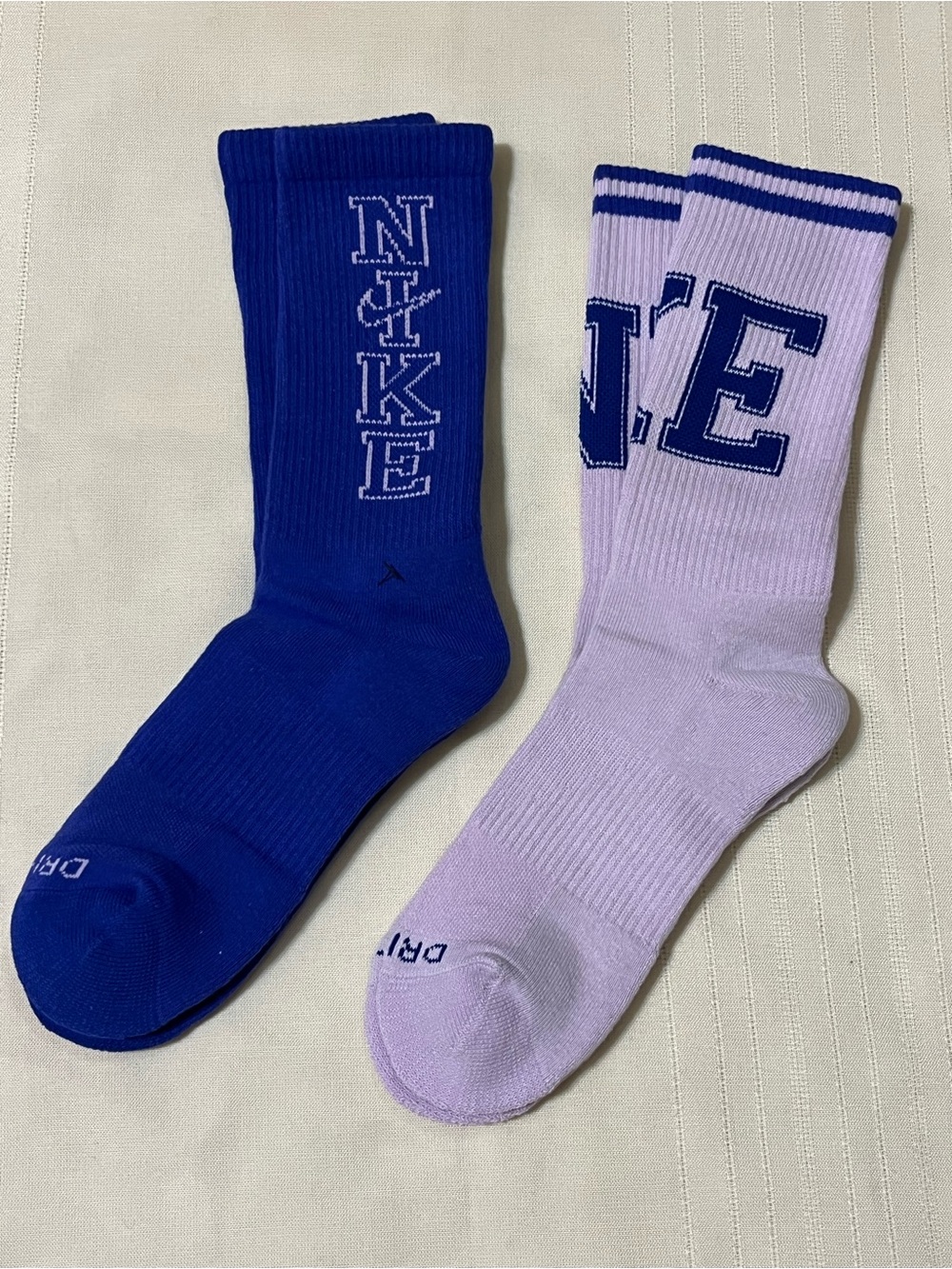 NWOT Nike Dri-Fit Crew Athletic Socks - Royal Blue & Lilac (2 Pairs)